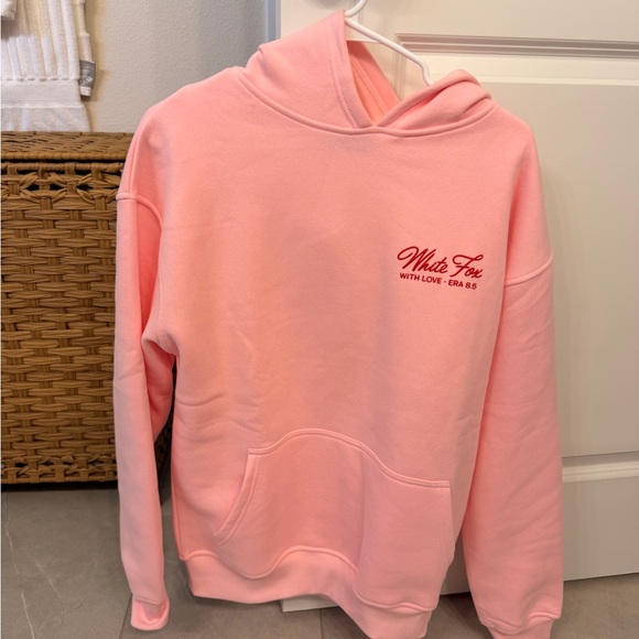 White Fox Boutique Pink Hoodie with Red Logo NWOT - Picture 2 of 3
